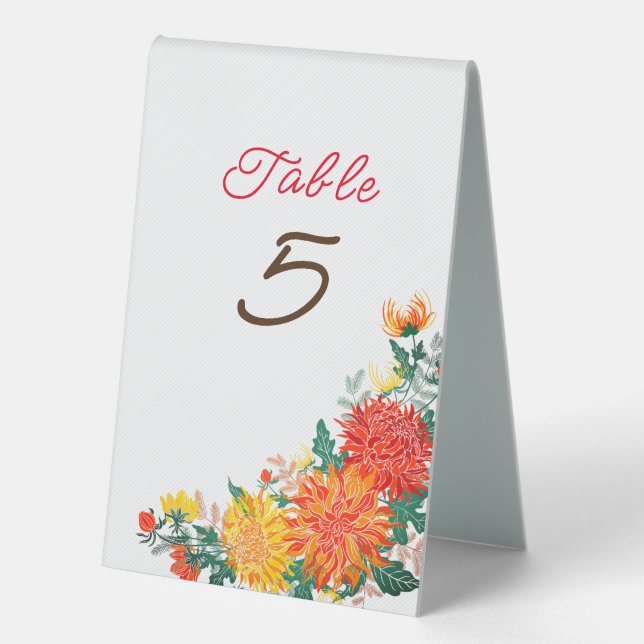 Plaque De Table Fleurs de Dahlia de printemps jaune orange pastel  (Recto)