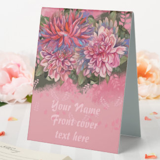 Plaque De Table Fleurs de dahlias rose aquarelle