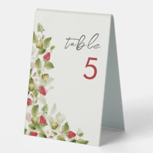 Plaque De Table Fleurs de fraises rouges sucrées Mariage