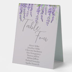 Plaque De Table Fleurs de glycine violette sur Lavender Elegant