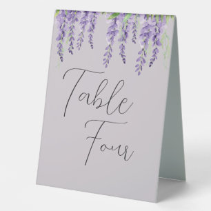 Plaque De Table Fleurs de glycine violette sur Lavender Elegant