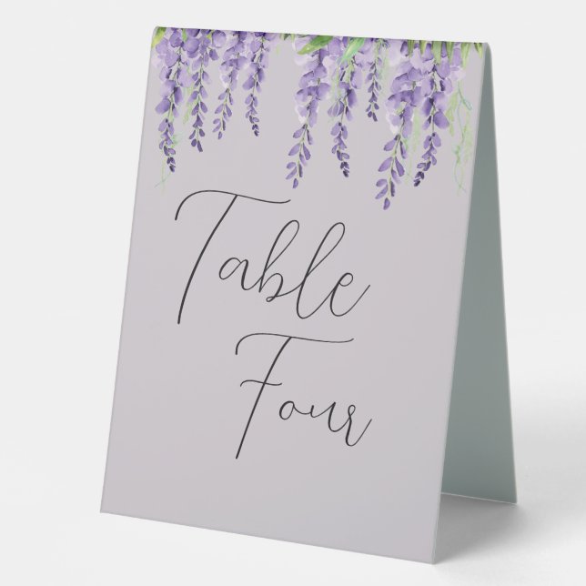 Plaque De Table Fleurs de glycine violette sur Lavender Elegant (Recto)