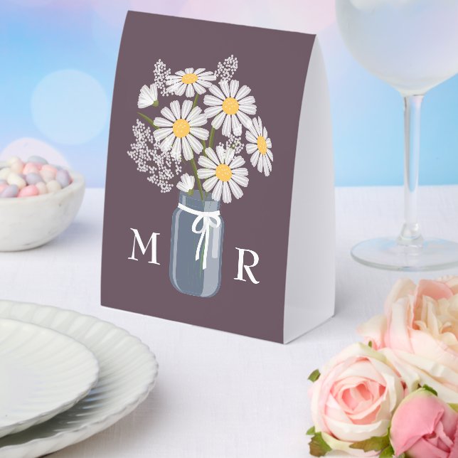 Plaque De Table Fleurs de mariage Lettres majuscules en pot Mason  (Insitu (mariage))