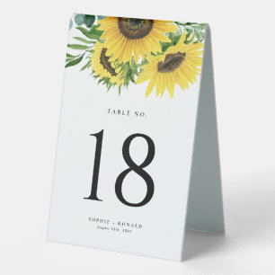 Plaque De Table Fleurs de soleil d'aquarelle et Mariage d'eucalypt