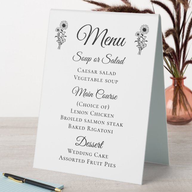 Plaque De Table Fleurs de soleil rustiques Mariage noir blanc Flor (En SItu (Tableau))