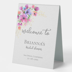 Plaque De Table Fleurs éclatantes et Bienvenue au Shower de Mariée