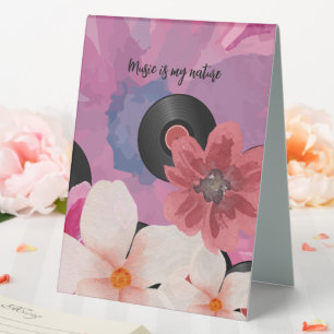 Plaque De Table Fleurs et vinyle