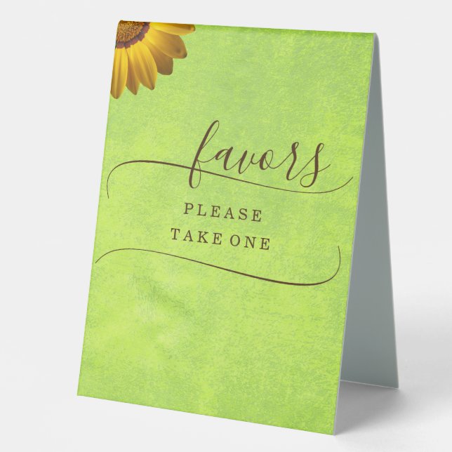 Plaque De Table Fleurs jaunes sur Mariage vert Abstrait (Recto)