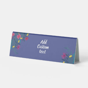 Plaque De Table Fleurs personnalisées bleu joli simple