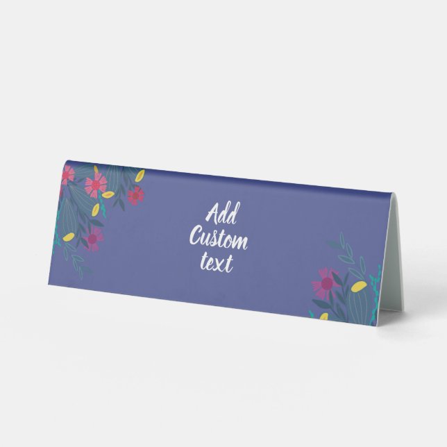 Plaque De Table Fleurs personnalisées bleu joli simple (Recto)