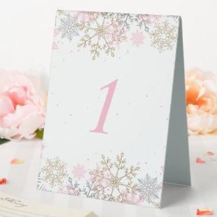 Plaque De Table Flocon de neige d'hiver rose et or Table de Baby S