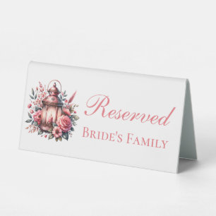 Plaque De Table Floral Lantern rose Pays Réservé Mariage