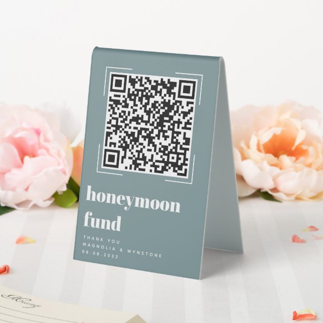 Plaque De Table Fonds Mariage moderne pour lune de miel Code QR (In SItu (Mariage))
