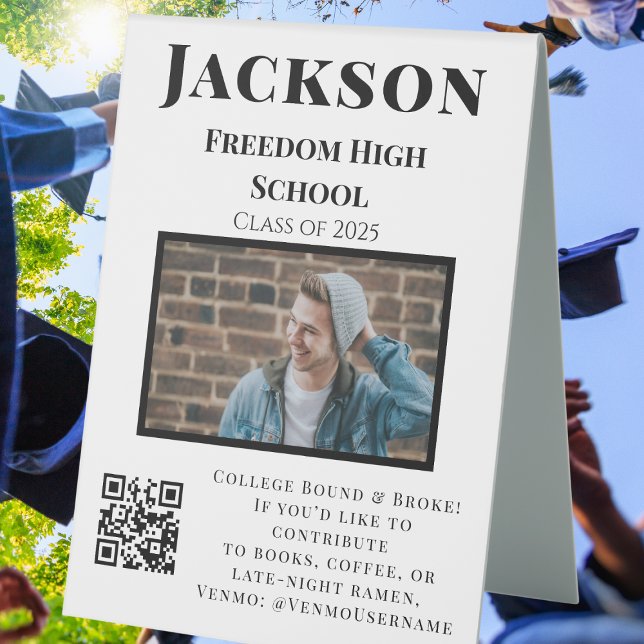 Plaque De Table Fonds universitaire de photo Code QR Fête de remis (Créateur téléchargé)