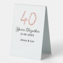 Forty years together black pink glitter bold lette