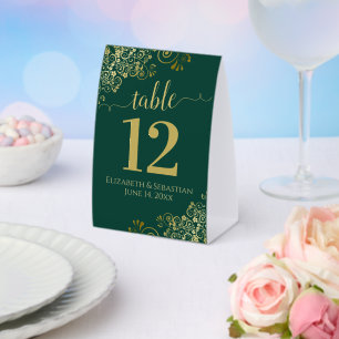 Plaque De Table Fractions d'or sur Emerald Green Mariage Numéro de