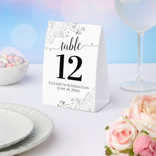Plaque De Table Fractions en argent Noir sur Mariage blanc Numéro  (Insitu (mariage))