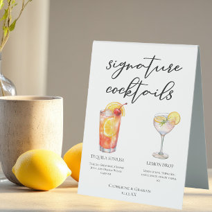 Plaque De Table Fruity Garden Wedding Signature Cocktails Menu