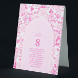 Plaque De Table Fuchsia Pink Chinoiserie Menu & Numéro de siège<br><div class="desc">Cet élégant design présente d'élégantes chinoiseries roses et blanches,  des fleurs botaniques et des oiseaux,  accompagnées d'une typographie moderne.</div>