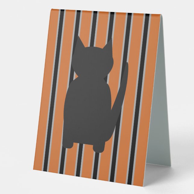 Plaque De Table Fun et Fun Halloween Noir Silhouette Chats (Recto)