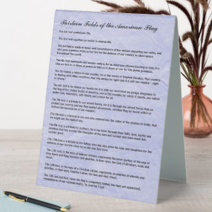 Plaque De Table Funérailles militaires 13 plis du drapeau américai