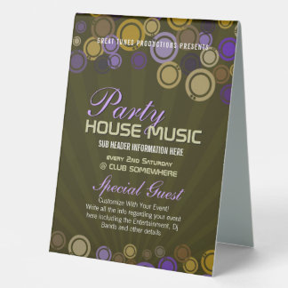 Plaque De Table Funky Party Music Club Event Flyer