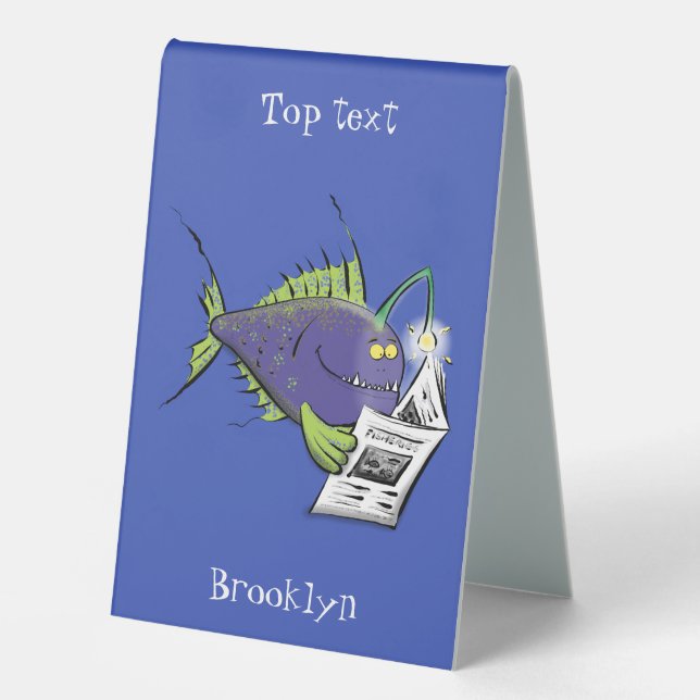 Plaque De Table Funny angler fish cartoon (Recto)