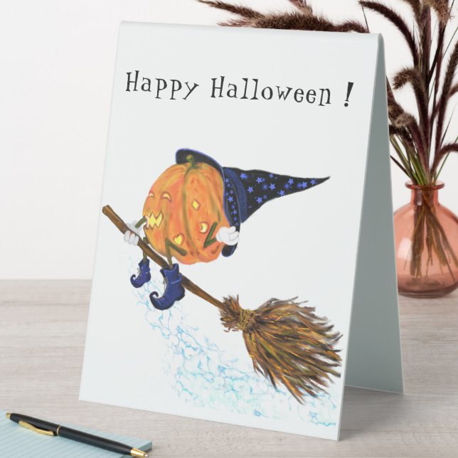 Plaque De Table Funny Halloween Table Tente Signal Citrouille sorc (En SItu (Tableau))