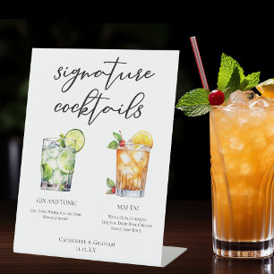Plaque De Table Gin & Tonic Mai Tai Signature Cocktails Menu