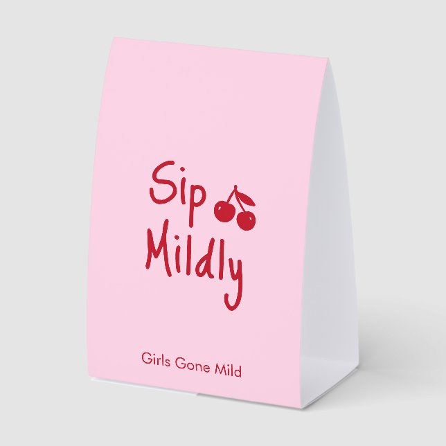 Plaque De Table Girls Gone Mild Pink and Cherry Red Bachelorette   (Recto)
