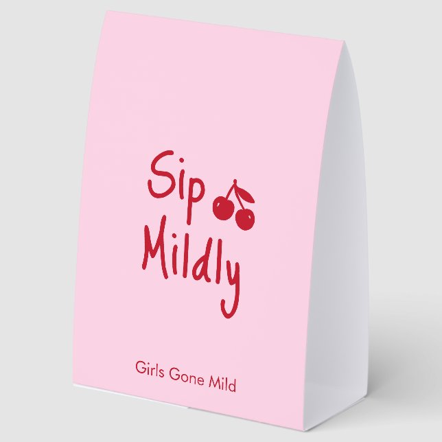 Plaque De Table Girls Gone Mild Pink and Cherry Red Bachelorette   (Recto)