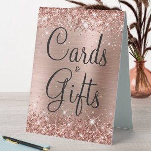 Plaque De Table Glittery Rose Gold Foil Cartes de mariage et cadea