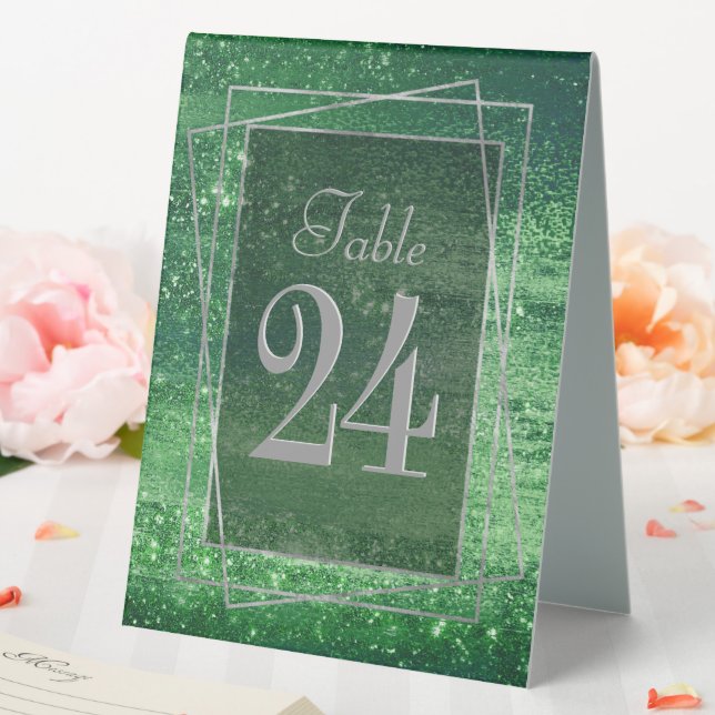Plaque De Table Glitzy Foil | Shamrock Vert Faux Étincelle métalli (In SItu (Mariage))