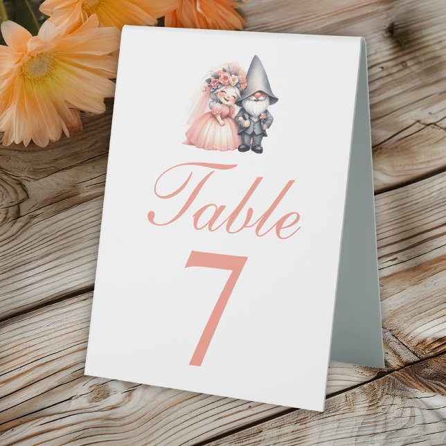 Plaque De Table Gnome Whimsical Orange Mariage Numéro de table (Créateur téléchargé)