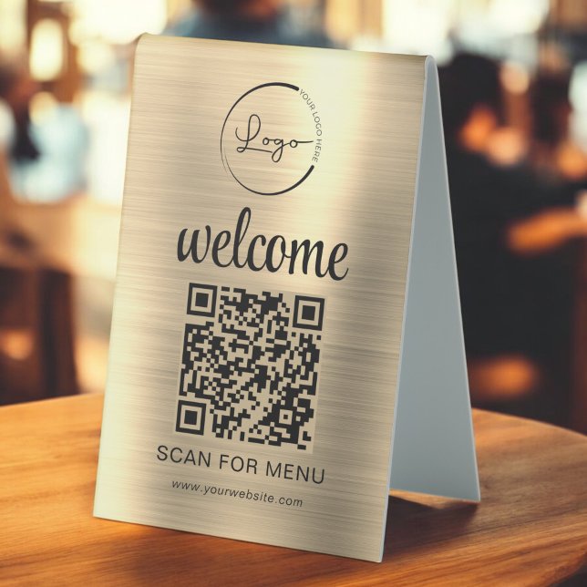 Plaque De Table Gold personnalisé QR Code Menu Texte Entreprise mo (Créateur téléchargé)