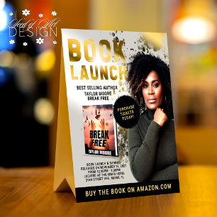 Plaque De Table Gold Splatter Professional Book Launch Event