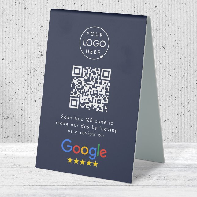 Plaque De Table Google Reviews Tabletop Sign | QR Code Table Tent (Google review QR code branded table tent signs for your business)