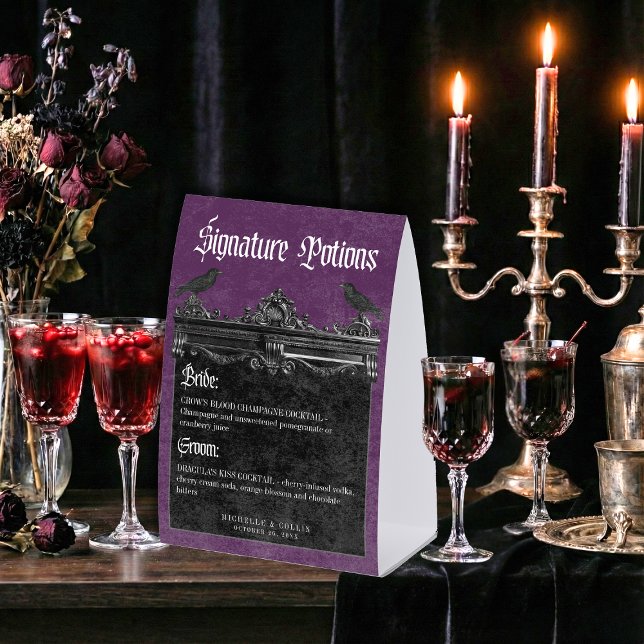 Plaque De Table Gothic Raven Purple Darkly Ever After Drinks (Créateur téléchargé)