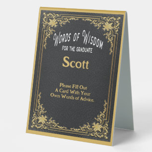 Plaque De Table Graduation Black Gold Mots De La Sagesse Conseil D