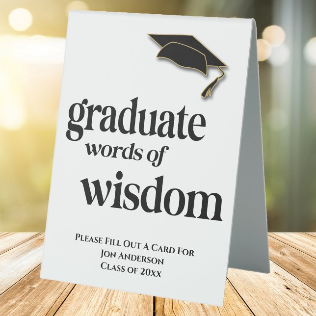 Plaque De Table Graduation Fête Paroles De Sagesse Conseil Invité (Graduation Party Event Table Top Sign. )