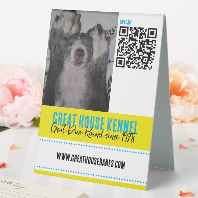 Plaque De Table Great Dane Kennel QR Code Signal promotionnel (In SItu (Mariage))