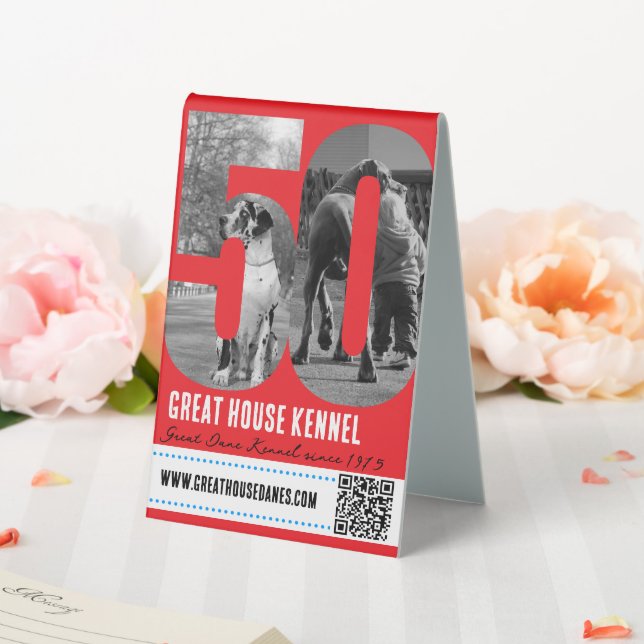 Plaque De Table Great Dane Kennel QR Code Signal promotionnel (In SItu (Mariage))