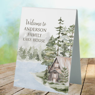 Plaque De Table Green Forest Family Lake House Cabine Bienvenue