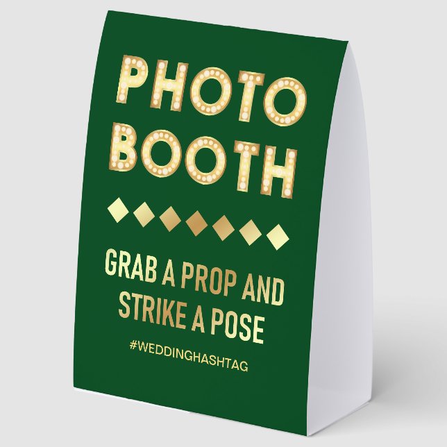 Plaque De Table Green Gold Marquee Letters Wedding Photo Booth (Recto)
