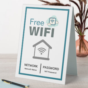Plaque De Table Green White Minimaliste Internet Wi-Fi gratuit
