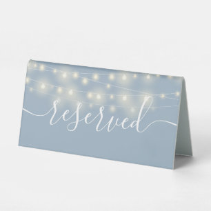 Plaque De Table Guirlande Lumineuse Bleu Poussiéreux Réservé Scrip