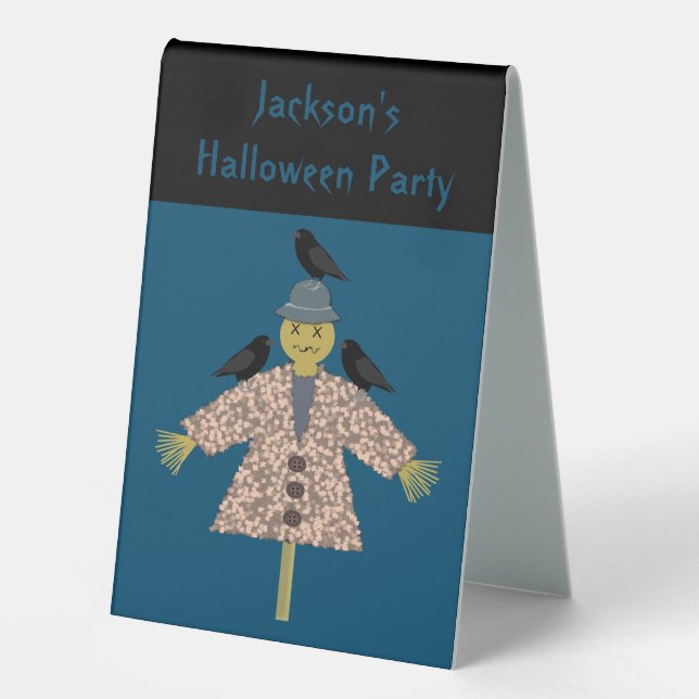 Plaque De Table Halloween paille épouvantail et ravens fête person (Recto)