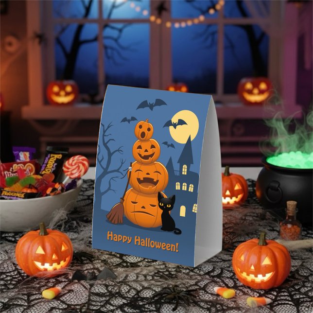 Plaque De Table Halloween Pumpkins and Black Cat (Créateur téléchargé)