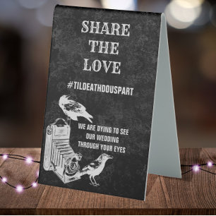 Plaque De Table Hashtag Mariage gothique vintage Partagez l'amour