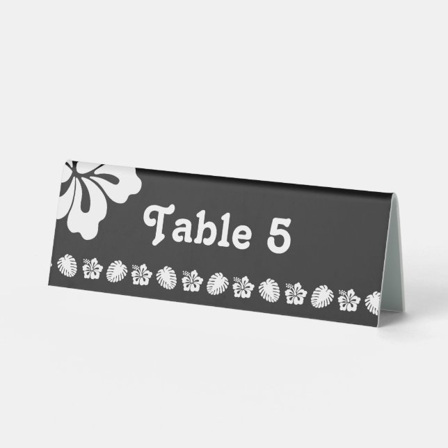 Plaque De Table Hibiscus Tropical dans un panneau de table noir (Recto)